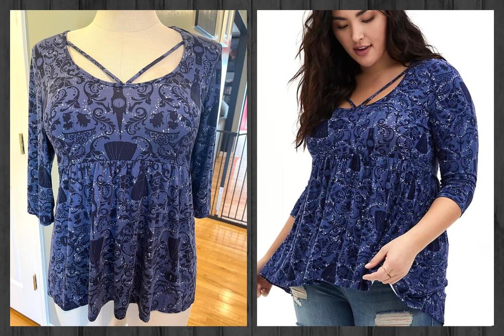Torrid 4 (4X 26) Disney Cinderella Princess Damask Strappy Babydoll Tunic Shirt